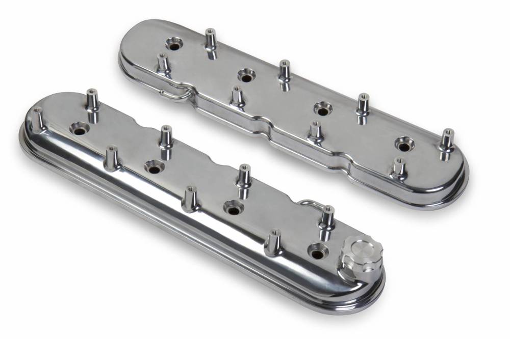 1962-2021 Chevrolet Holley Chevrolet Script LS Valve Covers, Polished