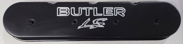 Butler LS - Butler LS Short Valve Covers Powder Coated Black with Milled Logo, Set 2